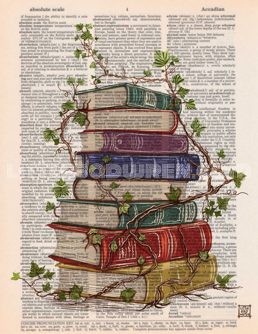Book Stack w/ Vines